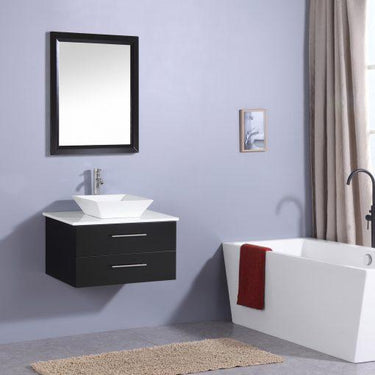 Totti Wave 30″ Modern Bathroom Vanity w/ Super White Man-Made Stone Top & Sink Vanity Eviva